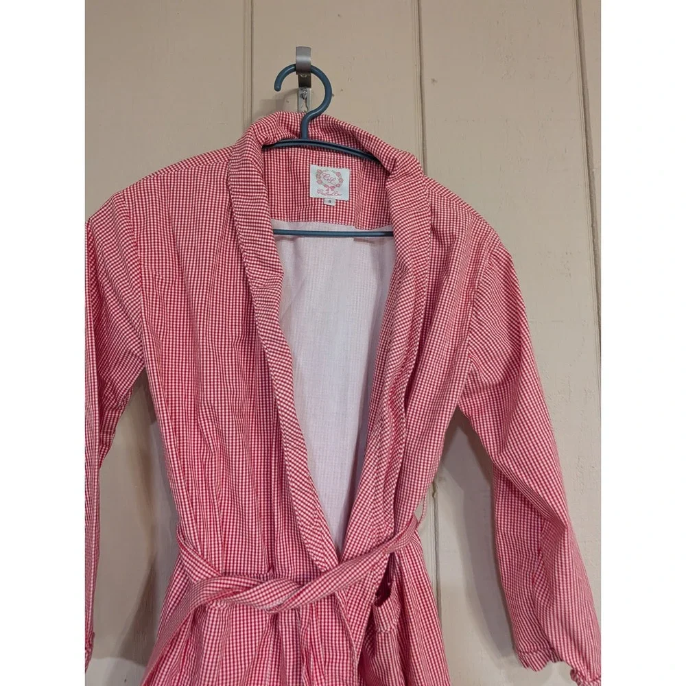 Cecil and Lou Girls Red White Gingham Cotton Robe Size 8‎ Sleepwear Loungewear